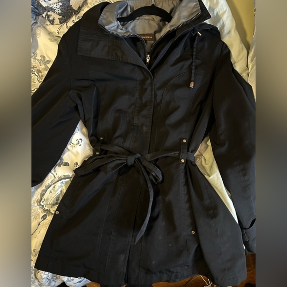 Dana Buchman lightweight black trench coat with hood - Picture 1 of 16